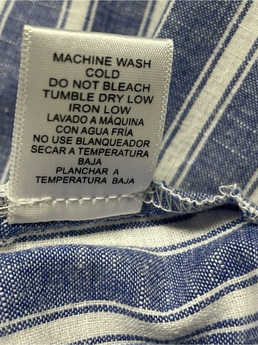 Love Tree Blue White Striped Lace-Up Tunic Dress Sz L Lightweight Cotton Blend